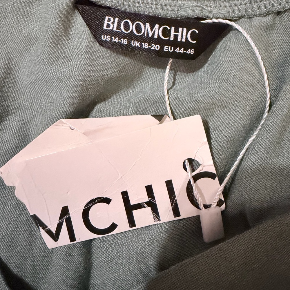 BloomChic Sage Green V-Neck Ruffle Sleeve Top - Picture 6 of 7